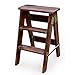 MTYLX Marchepied, 2 En 1 Léger Pliant Portable Multifunctionalfolding Marchepied, En Bois Massif Échelle Accueil Cuisine Croissant Ladder Chaise Escabeau 3 Épaississement Étape Banc Tabouret Charge M