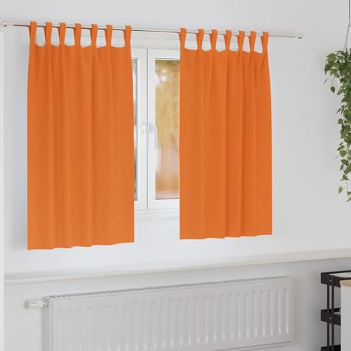 Rideaux occultants en polyester orange clair à œillets résistants - 2