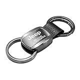 AU-TOMOTIVE GOLD Metal with Genuine Leather Accent Key Chain for Jeep Grand Cherokee (Gunmetal)