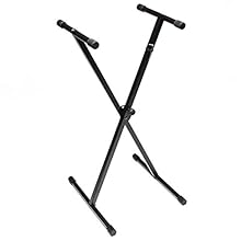 Lightweight x style stand ideal for smaller portable keyboards 4 adjustable heights with locking pin Adjustable between 59cm - 94.5cm Maximum load: 30kg Black finish
