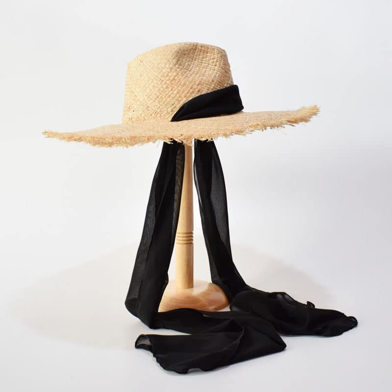 Sombreros de Rafia para Mujer Verano Correas de ala Ancha Sombreros para el Sol Sombreros de Playa