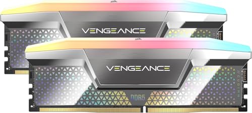 CORSAIR VENGEANCE RGB DDR5 CUDIMM 48GB (2x24GB) 8400MHz CL40-52-52-135 1.4V Intel XMP Desktop Computer Memory – Silver (CMHC48GX5M2X8400C40)