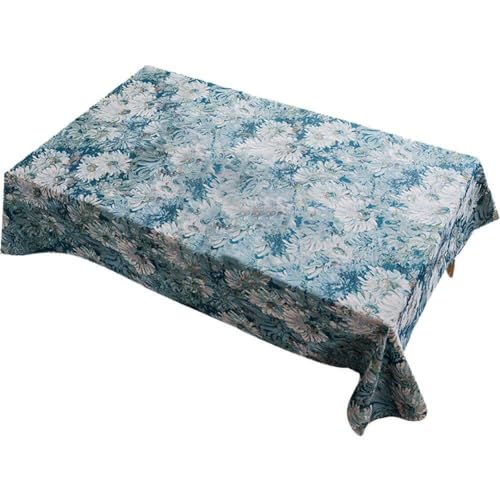 Nappe lavable anti-tache à fleurs couverture de table rectangulaire style ferme durable - 6