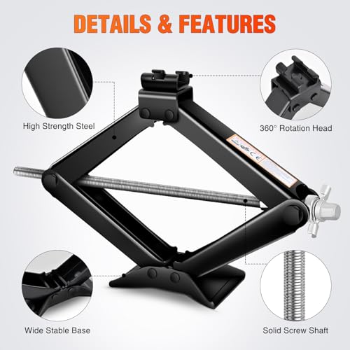 Nilight Scissor Jack for Car 1.5 Ton(3307 lbs), Heavy Duty Steel Scissor Lift Jack Car Kit with Ratchet Wrench for Sedan SUV MPV Tire Changing, 3.9''-13.6'' Lifting Range Portable Small Jack Black by Nilight - Image 4