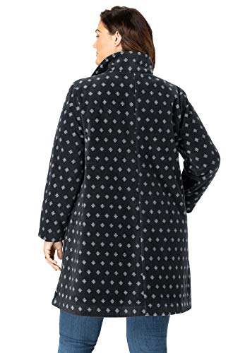 Woman Within Women's Plus Size Fleece Swing Funnel-Neck Coat - L, Classic Red #TOP2