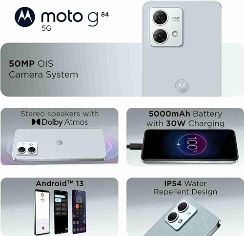 Motorola G84 5G (Marshmallow Blue, 12GB RAM, 256GB Storage) | 50MP (OIS) | 16MP Front Camera | Snapdragon 695 Processor | Ultra Premium Vegan Leather Design | Unbelievable 5G Speeds with 14 5G Bands 4 41eZ6tTjS+L