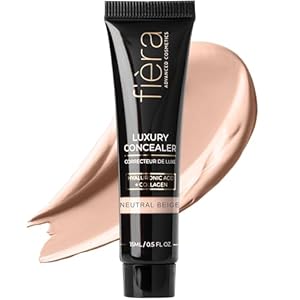 Fièra Luxury Concealer & Foundation with Anti-Aging Ingredients – Full Coverage for Dark Circles, Wrinkles, Fine Lines, and Spots, All-Day Wear For Mature Skin – Neutral Beige, 0.5 FL. OZ. / 15 ML
