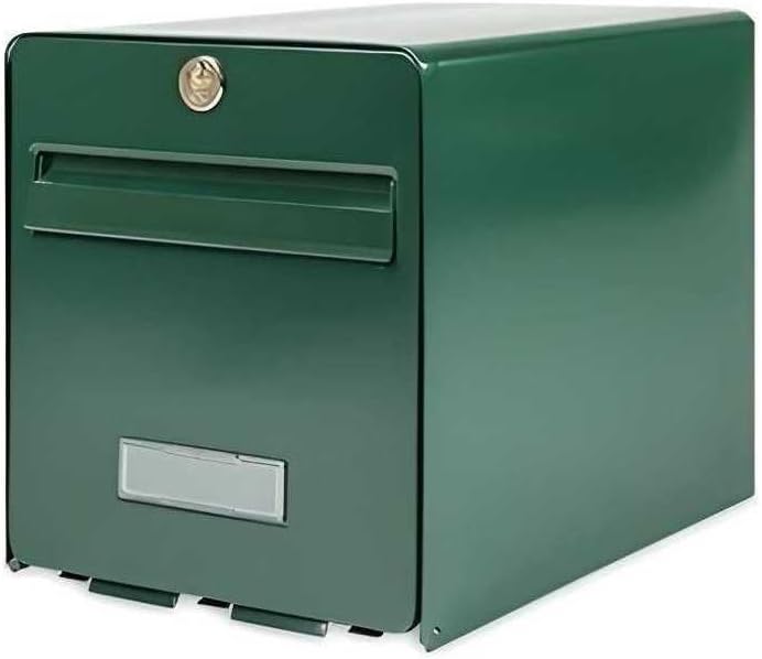 BURG-WÄCHTER La Poste, 1 Door, 501 VE FAVOR, Green Galvanised Steel Mailbox, with Full Opening Door and Mail Stop (Door Blocked at 120°)