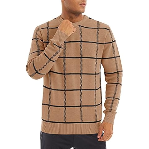 KEFITEVD Hombre Casual Punto Cuello Redondo Suéter Cálido Invierno Cover