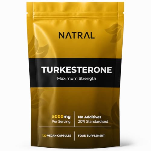 Turkesterone Supplement 5000mg - 120 Caps High Strength - Standardized to 20% Ajuga Turkestanica Extract - for Muscle and Strength - Pure Extract No Additives Or Filler