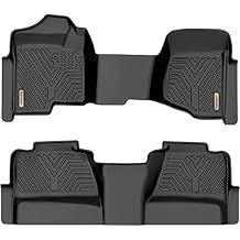 YITAMOTOR Floor Mats Fit for 2007-2013 Chevrolet Silverado/GMC Sierra 1500&2007-2014 Silverado/Sierra 2500 HD/3500 HD Crew Cab, TPE All Weather Floor Liners, 1st & 2nd Row Mats Set Accessories, Black