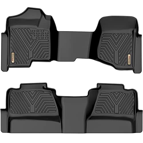 YITAMOTOR Floor Mats Compatible with 2007-2013 Silverado 1500/ Sierra 1500, 2007-2014 Silverado/Sierra 2500/3500 HD, 1st & 2nd Row All Weather Protection, Black