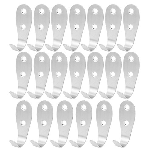 N/A a15041500ux0078 Kleidung, Handtasche, Wandhalterung in J-Form, Haken zum Aufhängen, Edelstahl, 20 Stück (20 Stück)