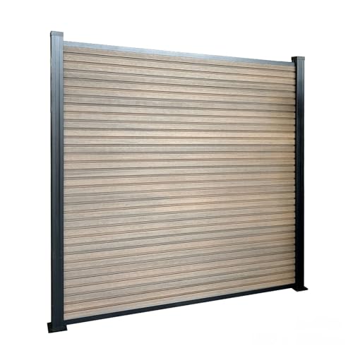 KARAT Clôture de Jardin en WPC résistant aux UV Gel Pluie Neige - Brise-vue avec poteaux en aluminium - Kit complet Montage facile - Enclos Jardin Terrasse Garage...