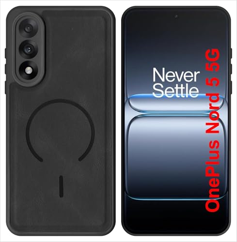 SBMS Back Cover for OnePlus Nord 5 5G | Ultra Slim Soft Rubberised Hard Case | Oil Feel Soft Leather Back | Mag-Safe Design (Mag-Safe Not Support) | Camera Protection Case for Nord5 5G (Black)