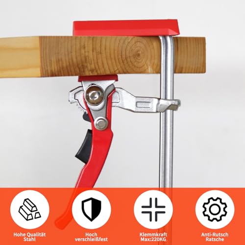 2 Stück Hebelzwinge - Ganzstahl Tischzwinge mit Hebelgriff, Schnellspanner Zwinge mit 160mm Kapazität und 60mm Kehlentiefe zum Schleifen, Schneiden