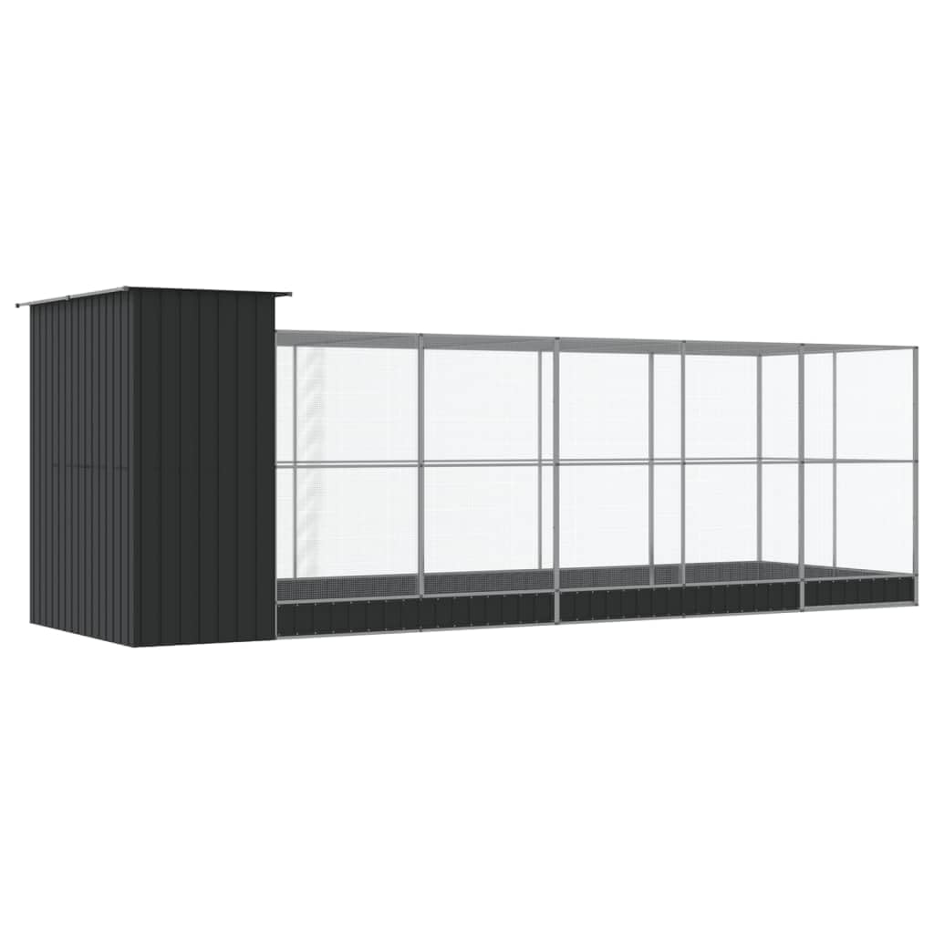 Generisch Voliere mit Erweiterung Silbern 623x203x216 cm Stahl,Tier- & Haustierbedarf,Haustierbedarf,Vogelbedarf,Vogelkäfige & -ständer-3214259