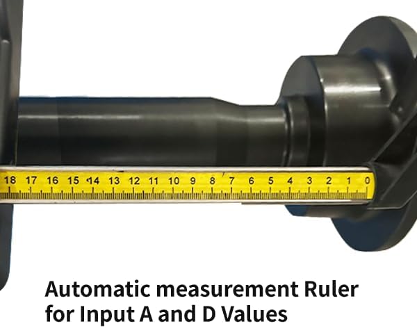 Close-up of the automatic measurement ruler extended to touch a wheel rim