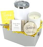 Boxzie Thank You Gifts - Appreciation Gifts Thank You Box Gift Set w/ Gratitude Candle Tumbler & ...
