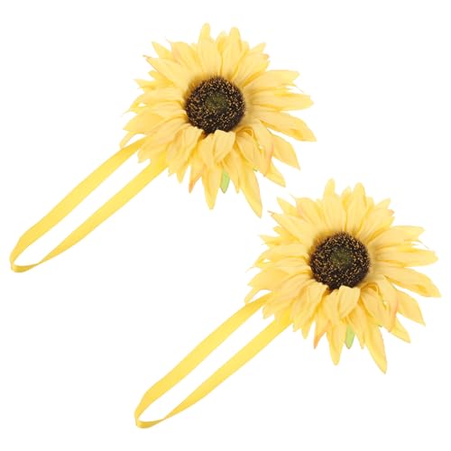 Genérico 2 Piezas Alzapaños Magnéticos para Cortinas Hebillas Decorativas Girasol para Cortinas Finas Sujetador sin Taladro para Salón y Dormitorio Accesorio para Visillos