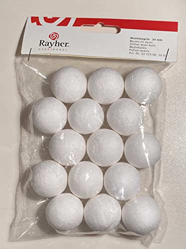 - Rayher 3312500 - Ouate sphères, Blanc, 30 mm Ø, SB-BTL. 15 PCS