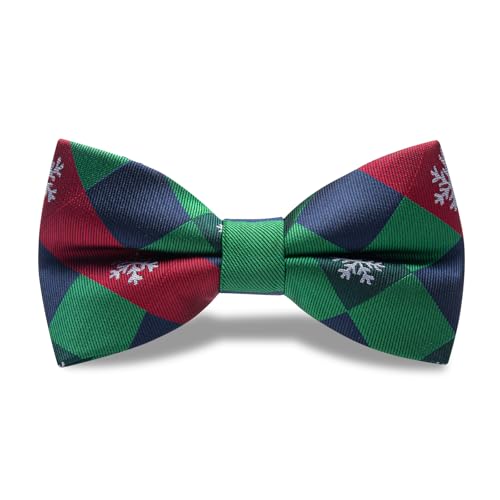 Image of YourTies Christmas Bow Ties for Men Silk Green Pre-tied Adjustable Xmas Bowties Woven Party Holiday Festival New Year