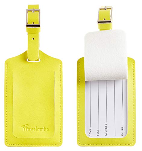 Travelambo Luggage Tag Faux Leather For Suitcase Women Kids Funny Cute (Light Yellow) #TOP1