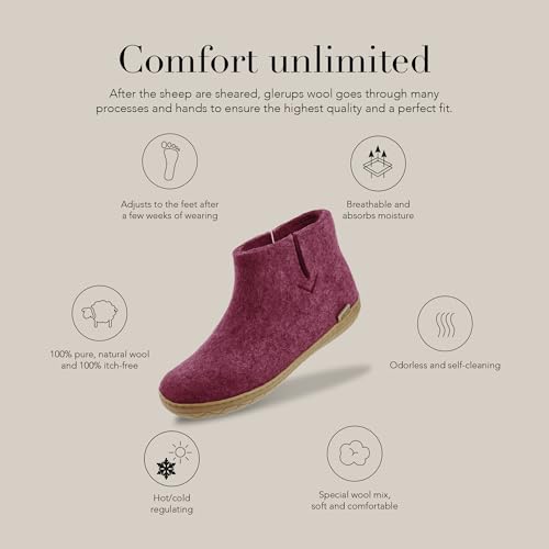 Image of Glerups 100% quality wool mix Boot Slipper with rubber sole - Unisex