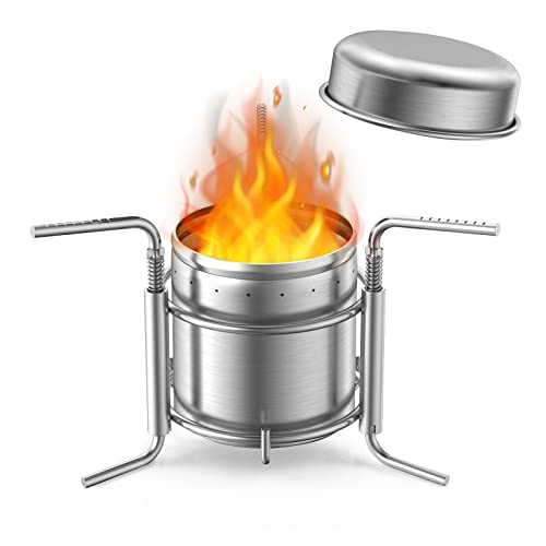 BILIPLE Estufa de Alcohol,Portable Acero Inoxidable Plegable Mini Ultraligero Hornillo para Camping, Senderismo, Barbacoa,Picnic Cover