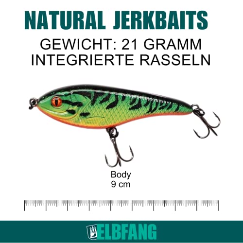 Foto von ELBFANG Jerkbait Set - Jerkbait hecht - Jerk Wobbler - Hecht Köder (5 Stück/Box / 90mm / 21g)