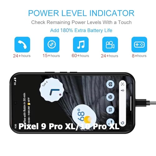 Image of Battery Case for Google Pixel 9 /10 Pro XL, 10000mAh Portable Protective Charging Case with Wireless Charging Compatible for Pixel 9 /10 Pro XL (6.8 inch) Battery Pack Charger Case with Carplay (Black)