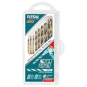 TOTAL - 8 Stück HSS Bohrer 2, 3, 4, 5, 6 und 8 mm | Hand- und Säulenbohrer | Doppel-Oxidation zur Entlüftung der Strecke | Belastbarkeit bis 80 kg