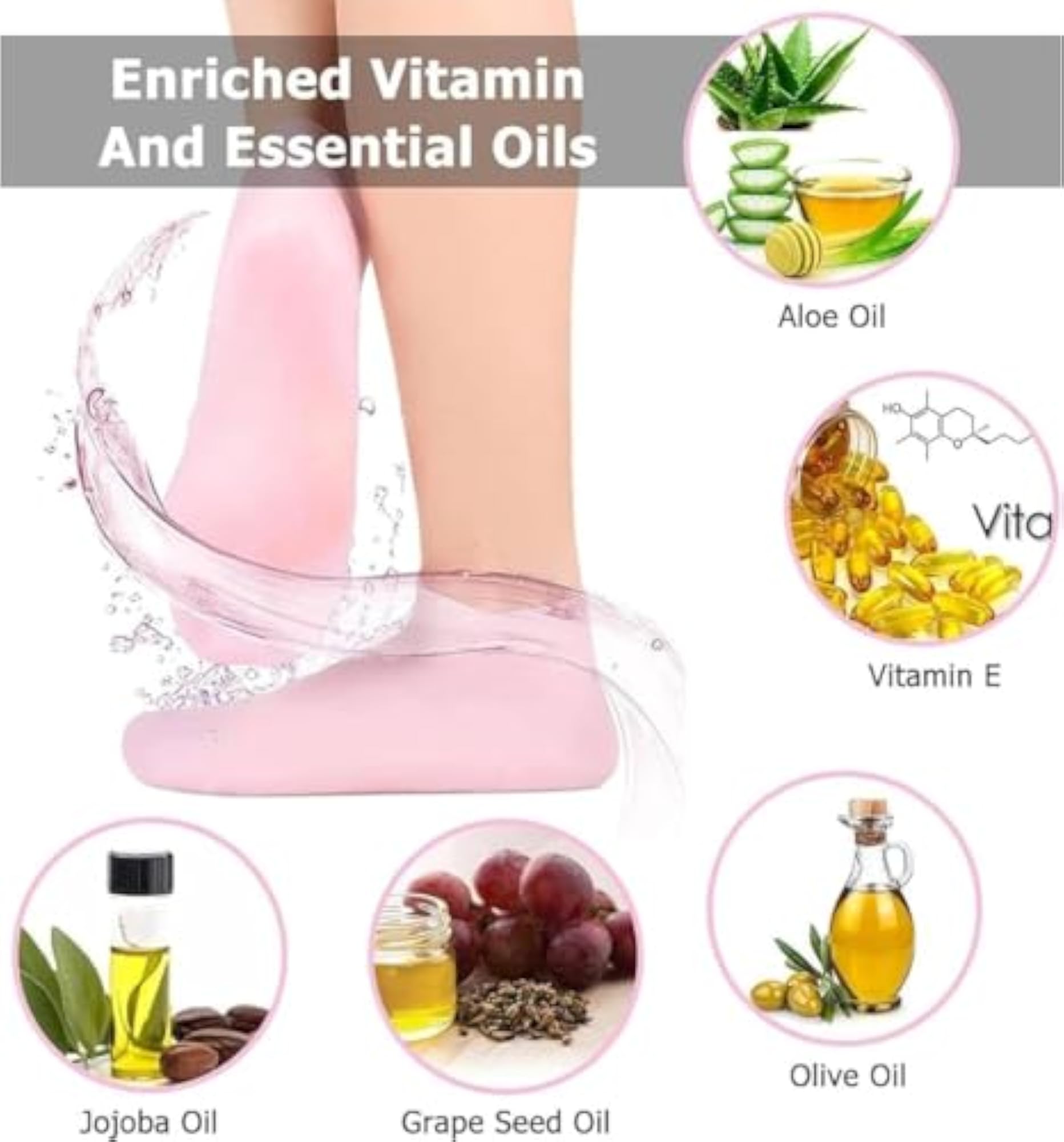 Silicon Heel Socks, Moisturizing Gel Socks for Feet