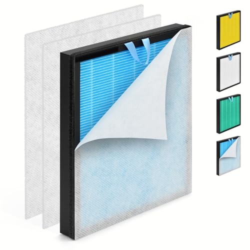 HSIAMEN Vital 100S rookverwijderaar, vervangingsfilter compatibel met LEVOIT Vital 100S luchtreiniger, vergeleken met onderdeel # Vital 100S-RF-SR, 3-in-1 High-Efficiency met 2 extra voorfilter, blauw