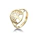 cooltime Bague Femme Ouverte Plaqué Or en Acier Inoxydable Forme Arbre de Vie