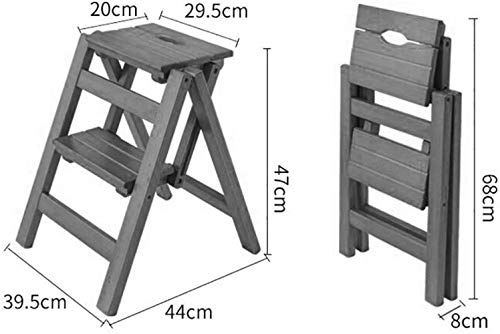 Taburete de escalera plegable de madera con estante para flores para el hogar 4