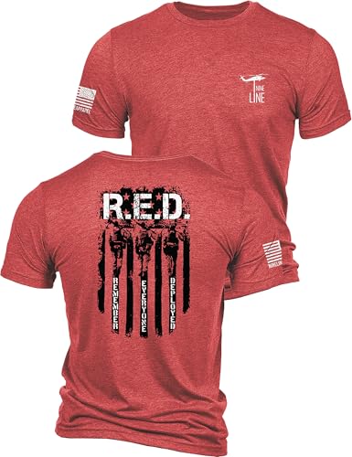 Nine Line Red Friday T-Shirt for Men Remember Everyone Deployed Military Veteran Shirt Patriotic American Flag USA Made