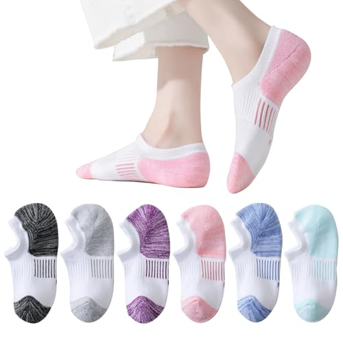 Image of EPEIUS Thick No Show Socks for Women Athletic Ankle Socks Cushioned Running Low Cut Non Slip Footies 3 /6 Pairs