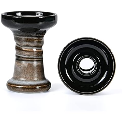 Shisha Bowl Phunnel Hookah Bowl - Kitosun Clay Hookah Head with Glaze Great for Dark Leaf Black Shisha Flavors Such as Tangiers,Lavoo,Darkside 10-13 Grams 1 Hour Smoking Session (White&Black) Cover