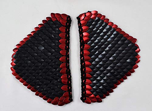 Armor Pauldrons in knitted Dragonhide Scalemail - Black with red edges4