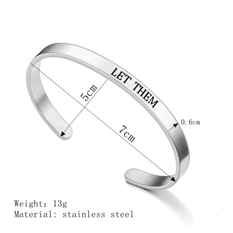 Q&D&S Gold plated Let Them Cuff Bracelet, Inspirational Engraving Bracelets Stainless Steel Open Adjustable Friendship Cuff Bangle Jewelry Gifts for Best Friends2