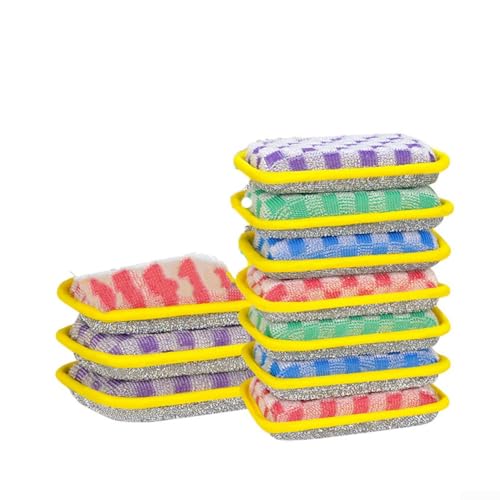 Honseadek Paños de cocina de lana de acero, estropajo de metal reutilizable para limpieza de cocina, trapo de lana de alambre para lavar platos para ollas, sartenes y cristalería delicada (B)