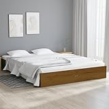 Color: Marrón miel Estructura de Cama sin colchón Madera Maciza marrón 120x190 cm Matrimonio pequeño -