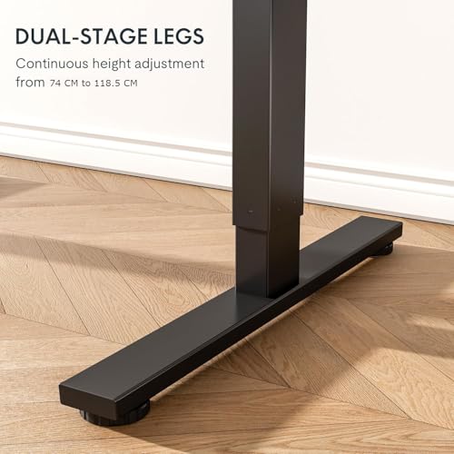 Image of SE1 / Flexi Spot EN1 Electric Standing Desk | Anti-Collision Detection | 5Y Warranty | Ergo Height Adjustable Sit Stand Table for Home Office with 80kg Load, 2 Hooks (Black Frame, Frame Only)