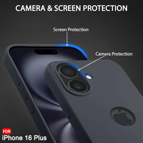 Image of TheGiftKart Liquid Silicone Back Cover Case for iPhone 16 Plus | Soft Micro-Fibre Lining Inside | Camera & Screen Protection | Shockproof Back Cover for iPhone 16 Plus (Silicone, Grey)