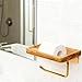 Paper Towel Holder with Shelf, Gold Paper Towel Holder Wall Mount with Shelf Industrial Holder for Bathroom with Wood Board Bathroom Accessories