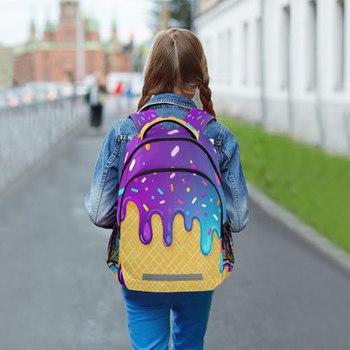 Image of Ice Cream Cone Pattern Large School Backpacks with Chest Strap for Boys Girls Students,Lightweight Bookbags 17 Inch, Portable Casual Daypack Bags