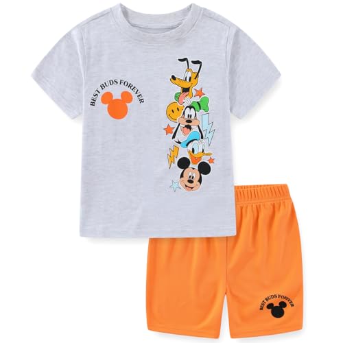 Disney Mickey Mouse Donald Duck Goofy Pluto Boys Short Sleeve T-Shirt and Mesh Short Set for Toddler and Big Kids