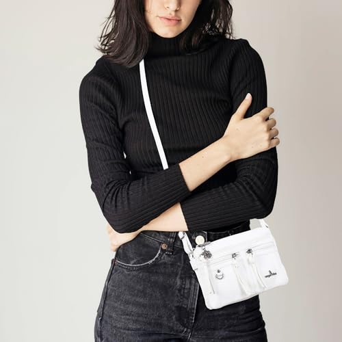 Image of Angel Kiss Small Crossbody Bag for Women Leather Crossbody Purse Triple Compartments Cell Phone Purse Shoulder Bags for Women