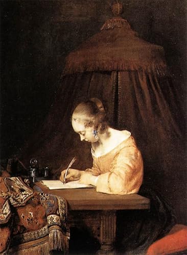 Pintura Donna che scrive una lettera adorna tu despacho con este lienzo de 60x90cm